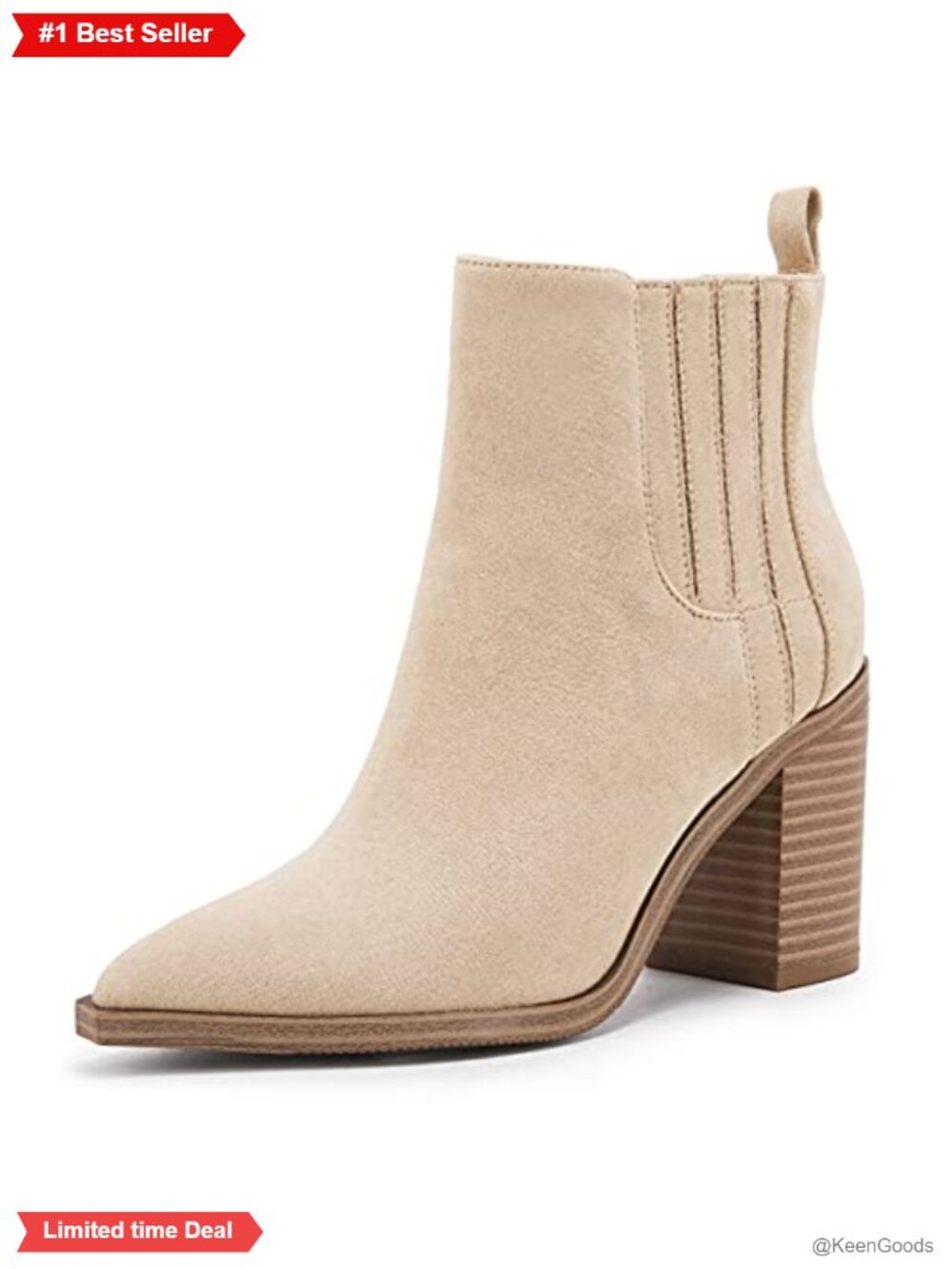 Womens Faux Leather Ankle Boots Pointed Toe Chunky Block Mid Heel Slip On
